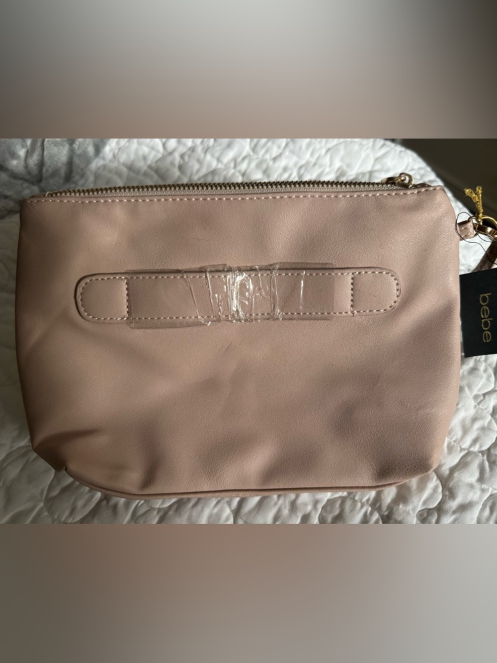 Bebe Blush Pink Zip Clutch with Metallic beading and zipper. NWT - Picture 4 of 5